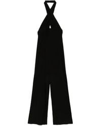 Norma Kamali - 'Cross Halter Straight Leg' Jumpsuit - Lyst