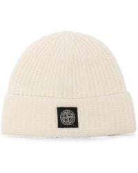 Stone Island - Berretto A Coste Con Patch Logo - Lyst