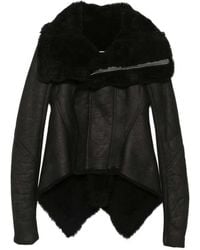 Rick Owens - Naska Asymmetric Jacket With Shearling Trim - Lyst