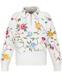 KENZO - Quarter-Zip Sweatshirt With Floral Embroidery - Lyst