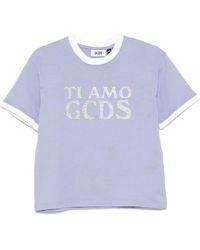 Gcds - Boxy T-Shirt With Glitter Ti Amo - Lyst