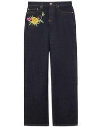 KENZO - Wildflower' Straight-Leg Japanese Denim Trousers - Lyst