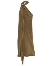 Max Mara - Evasto One-Shoulder Silk Midi Dress With Metallic Details - Lyst