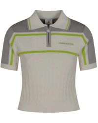 CASABLANCA - Striped Zip-Up Polo Shirt - Lyst