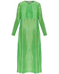 Tory Burch - Long Sleeved Dress With Pleated Bib - Lyst