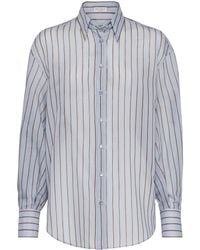 Brunello Cucinelli - Semi-Transparent Striped Shirt - Lyst