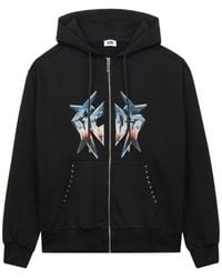 Gcds - Graphic Print Sweatshirt With Zip And Hood - Lyst