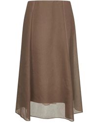 Brunello Cucinelli - Flared Midi Skirt - Lyst