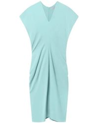 Stella McCartney - Midi Dress With V-Neck And Drape - Lyst