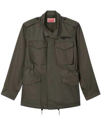 KENZO - Paris Emblem' Cotton Herringbone Military Jacket - Lyst