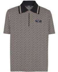 Balmain - Monogram Zip Polo - Lyst