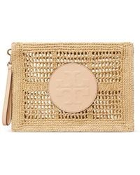 Tory Burch - Logo-Patch Woven Clutch Bag - Lyst