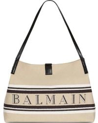 Balmain - Release Canvad And Leather Medium Tote - Lyst