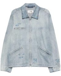 MM6 by Maison Margiela - Denim Jacket With Number Motif - Lyst