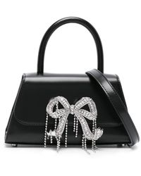 Self-Portrait - Bow Mini Leather Tote Bag With Crystal Details - Lyst