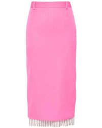 The Attico - Midi Skirt With Striped Hem - Lyst