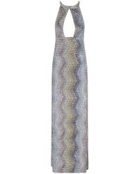 Missoni - Long Lamé Dress With Sequins And Cutouts - Lyst