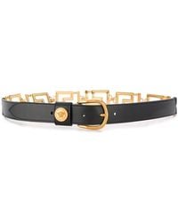 Versace - Belt With Greek Key Buckle - Lyst