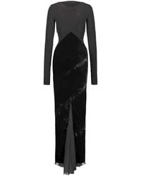 Rick Owens - Long-Sleeved Maxi Dress With Velvet Inserts - Lyst