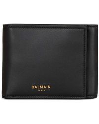 Balmain - Smooth Leather Tri-Fold Wallet - Lyst