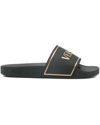 Versace - Slide Sandals With Embossed Logo - Lyst
