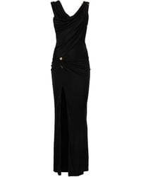 Versace - Long Dress With Decorative Safety Pin - Lyst