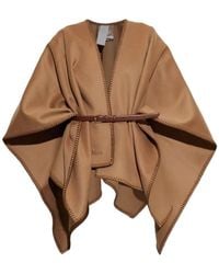 Max Mara - Wool Poncho With Belt 'Colomba' - Lyst