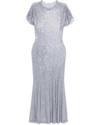 Self-Portrait - Rhinestone-Embellished Midi Dress - Lyst