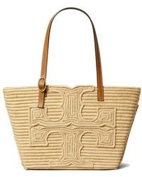 Tory Burch - Ella Structured Straw Small Tote - Lyst