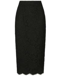 Dolce & Gabbana - Dna Midi Skirt With Scalloped Hem - Lyst