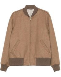 Lardini - Ribbed-Trim Zip-Up Bomber Jacket - Lyst