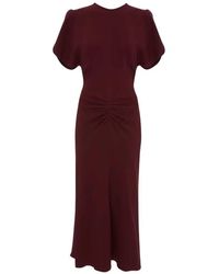 Victoria Beckham - Bela Ruched Midi Dress - Lyst