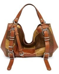 DIESEL - Medium D-One Leather Tote Bag With Patchwork Design And Handle - Lyst