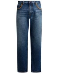 Etro - Cotton Denim Jeans With Contrast Details And A Straight-Leg Cut - Lyst