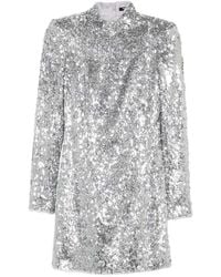 Balmain - Sequin-Embellished High-Neck Mini Dress - Lyst