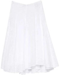 Tory Burch - Broderie Anglaise Midi Skirt With Drawstring Waist - Lyst