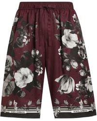 Dolce & Gabbana - Vanity Twill Trousers With Peony Foliage Print - Lyst
