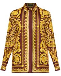 Versace - Camicia Marrone E Gialla - Lyst