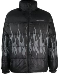 Vision Of Super - Down Jacket With Flame Motif - Lyst