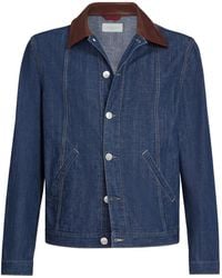 Brunello Cucinelli - Vintage Denim Bomber Jacket - Lyst