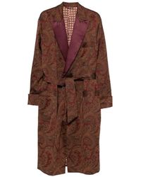 Etro - Belted Coat With Jacquard Paisley Print - Lyst