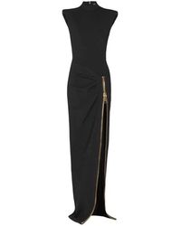 Balmain - Long Jersey Dress With Leg Slit - Lyst