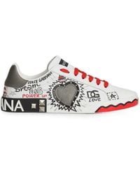 Dolce & Gabbana - Sneakers With Heart Patch And Graffiti Print - Lyst