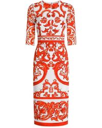 Dolce & Gabbana - Dolce & Gabbana Maiolica Print Charmeuse Dress - Lyst