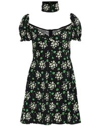 Dolce & Gabbana - Dolce & Gabbana Floral Mini Dress With Puff Sleeves - Lyst