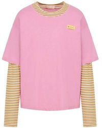 Marni - T-Shirt Con Logo A Righe - Lyst