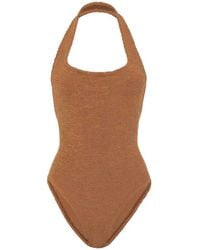 Hunza G - Sand Colored Halterneck One Piece Swimsuit - Lyst