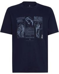 Brunello Cucinelli - Printed Cotton T-Shirt - Lyst