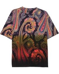 Etro - Cotton Jersey T-Shirt With Degradé Paisley Motif - Lyst