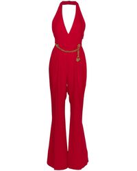Moschino - Jumpsuit With Halter Neck And Padlock Detail - Lyst